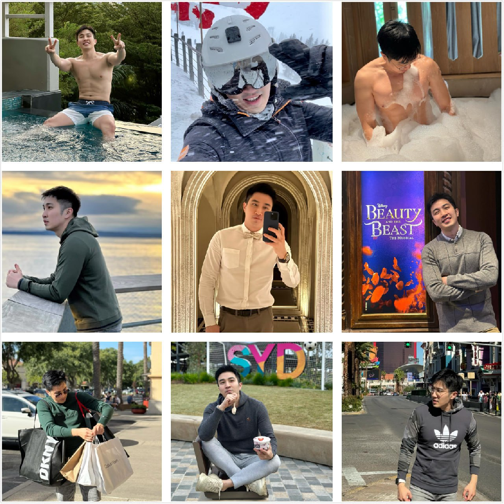 P052 照片1377张 视频55个 泰国   轻熟男    生活日常   滑雪   购物   旅游   单人照多   有冬装 适合虚拟视频